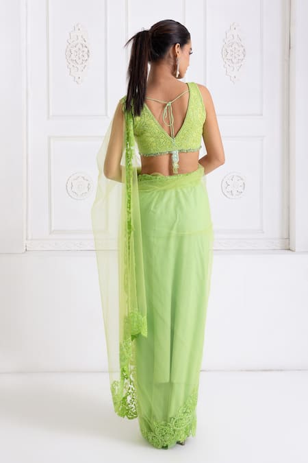 Premya By Manishii Embroidered Saree With Blouse 