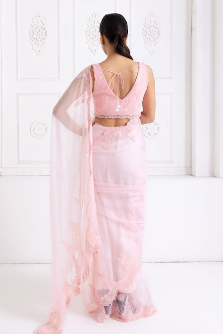 Premya By Manishii Floral Embroidered Saree With Blouse 