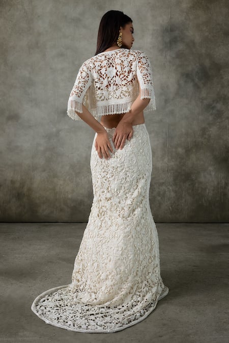 Premya By Manishii Floral Embroidered Jacket & Skirt Set 