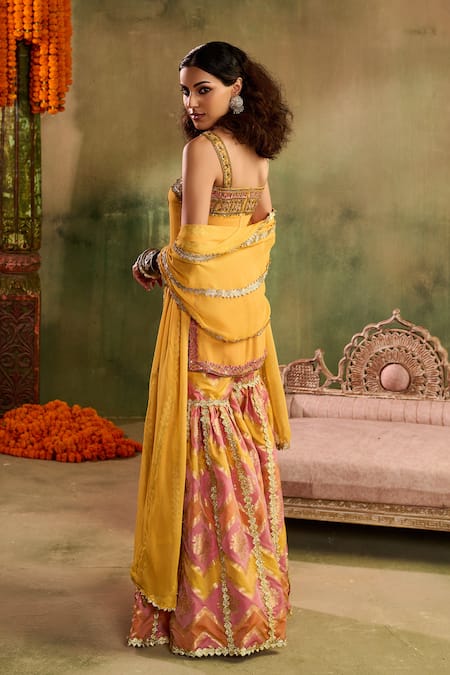 Reeti Arneja - Theklub Sunlit Chevron Sharara Set 