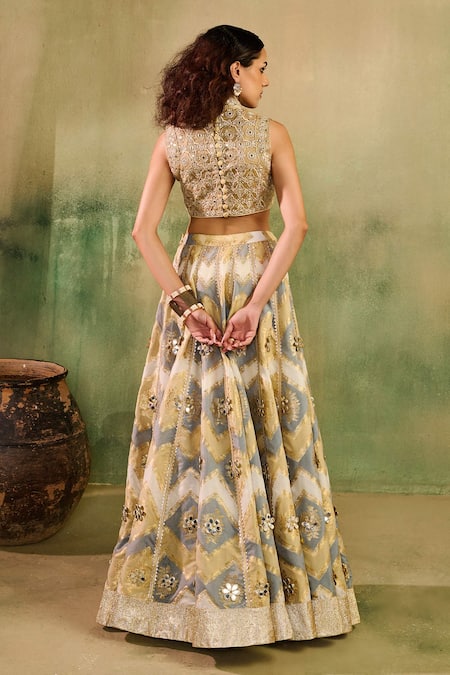Reeti Arneja - Theklub Rangrez Chanderi Banarasi Lehenga Set 