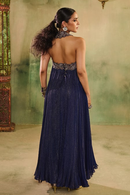 Reeti Arneja - Theklub Begum Midnight Blue Kurta Set Maroon Mughal Embroidered Kurta Set 