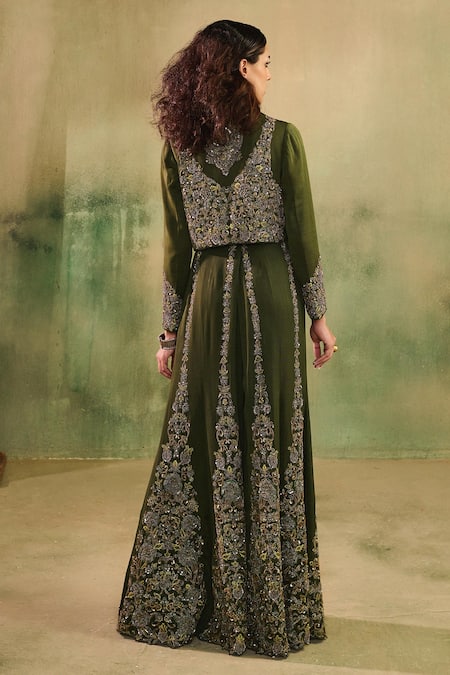 Reeti Arneja - Theklub Raabta Mehendi Jacket Sharara Set  