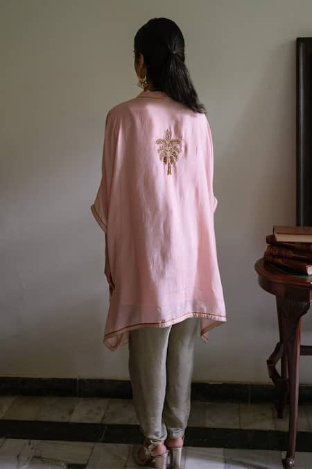 Buy Shorshe Clothing Blush Silk Zari V-neck Golshan Tunic And Dhoti Pant Set Online at Aza Fashions Buy_Shorshe Clothing_Blush Silk Zari V-neck Golshan Tunic And Dhoti Pant Set _Online_at_Aza_Fashions