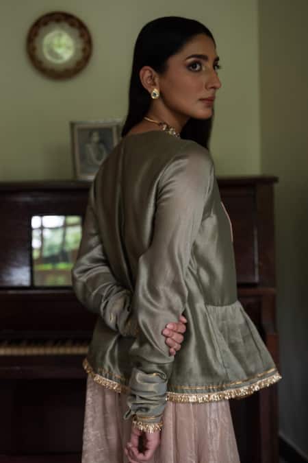 Shorshe Clothing Nur Embroidered Kedia Kurta With Gharara 