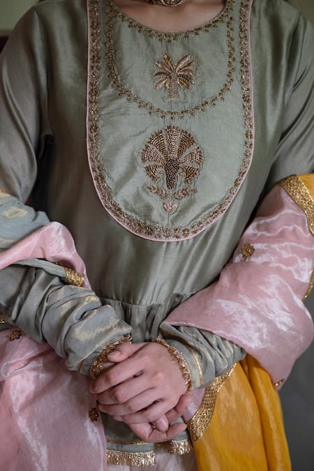 Shop_Shorshe Clothing_Multi Color Tissue Block Dupatta _Online_at_Aza_Fashions