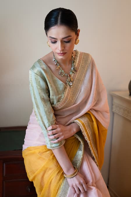 Shop_Shorshe Clothing_Pink Gota Patti Shalimar Bagh Saree _Online_at_Aza_Fashions