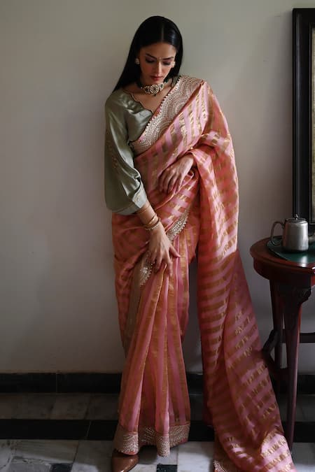 Shorshe Clothing Nursat Stripe Pattern Saree 