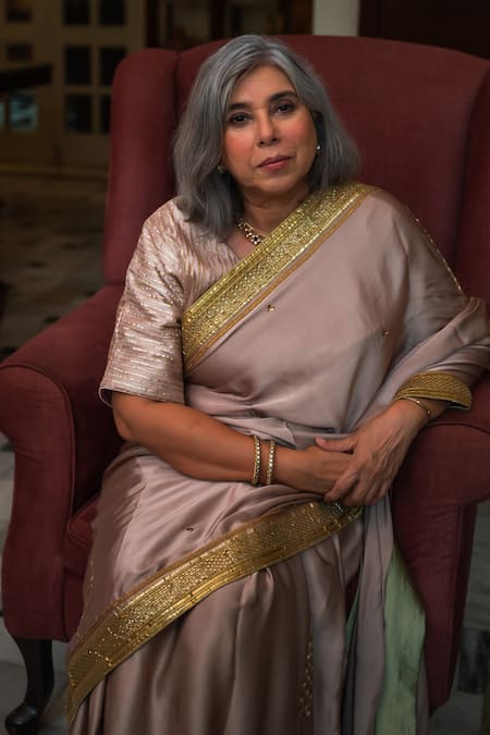 Shorshe Clothing_Pink Modal, Silk Embroidery Ashok Saree_at_Aza_Fashions