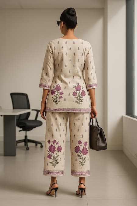 Thee Modern Roots Floral Print Kurta With Pant 
