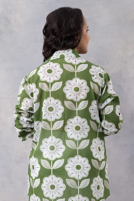 Thee Modern Roots Floral Print Cotton Mul Shirt 