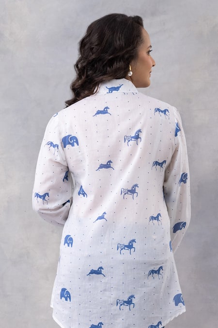 Thee Modern Roots Horse Print Cotton Mul Shirt 