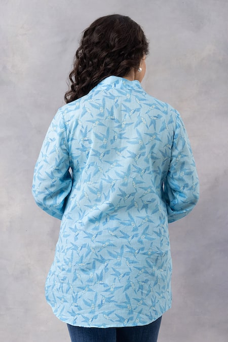 Thee Modern Roots Floral Flight Cotton Mul Printed Shirt 