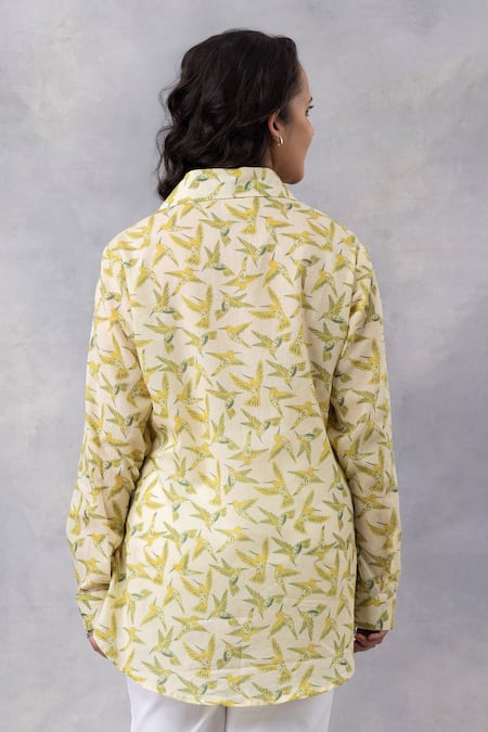 Thee Modern Roots Buttercup Floral Flight Cotton Mul Printed Shirt 