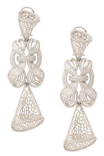 Shop Nazaakat By Samara Singh Silver Plated Imitation Diamonds Embellished Necklace Set Shop_Nazaakat By Samara Singh_Silver Plated Imitation Diamonds Embellished Necklace Set