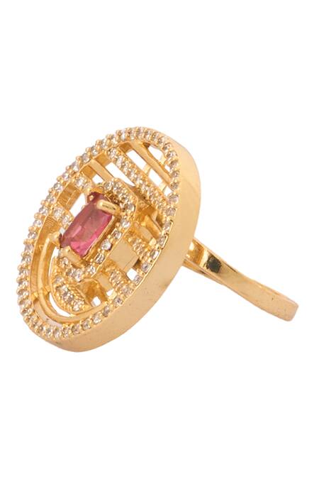 Nazaakat By Samara Singh Gold Plated Stones, And Ruby Embellished Necklace Set Online at Aza Fashions Nazaakat By Samara Singh_Gold Plated Stones, And Ruby Embellished Necklace Set _Online_at_Aza_Fashions