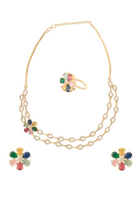Nazaakat By Samara Singh Multi Color Embellished Necklace Set 