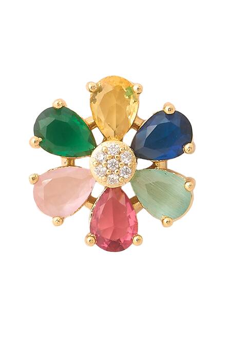 Buy_Nazaakat By Samara Singh_Gold Plated Stones, Multi Color Embellished Necklace Set _Online_at_Aza_Fashions