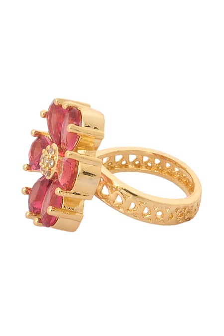 Nazaakat By Samara Singh_Red Diamonds, Gemstones Ruby Embellished Necklace Set _Online_at_Aza_Fashions