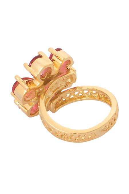 Buy_Nazaakat By Samara Singh_Red Diamonds, Gemstones Ruby Embellished Necklace Set _Online_at_Aza_Fashions