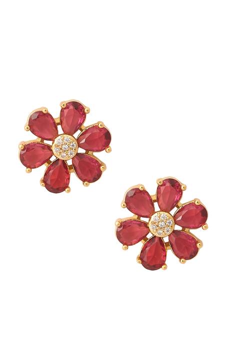 Buy_Nazaakat By Samara Singh_Red Diamonds, Gemstones Ruby Embellished Necklace Set 