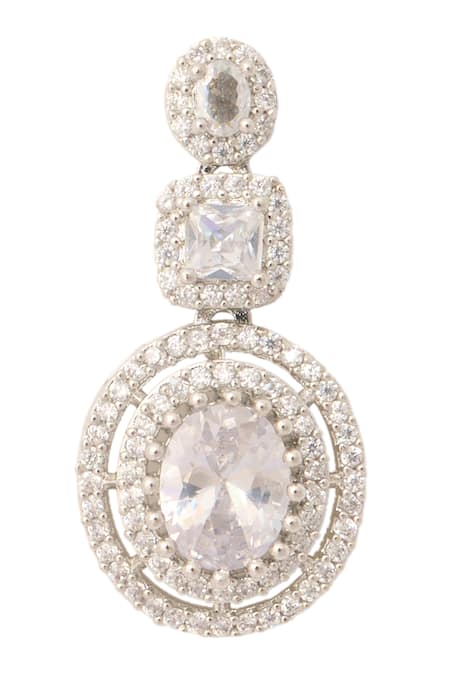 Nazaakat By Samara Singh_Silver Plated Imitation Diamonds And White Embellished Necklace Set _at_Aza_Fashions