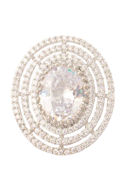 Buy_Nazaakat By Samara Singh_Silver Plated Imitation Diamonds And White Embellished Necklace Set 