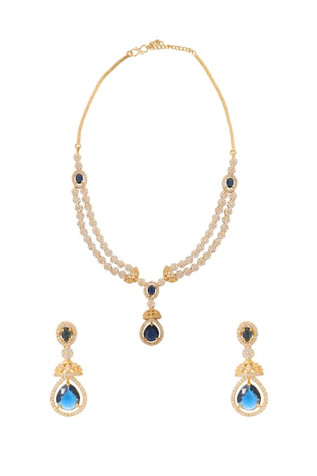 Nazaakat By Samara Singh Blue Stone Embellished Necklace Set 