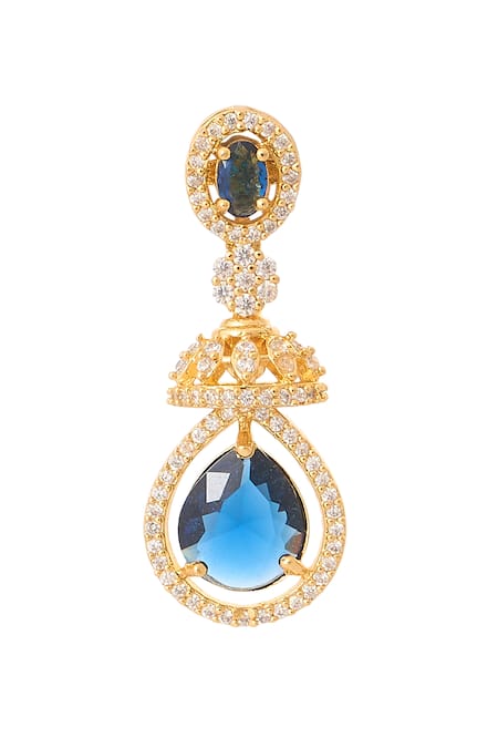 Buy_Nazaakat By Samara Singh_Blue Imitation Diamonds Stone Embellished Necklace Set _Online_at_Aza_Fashions