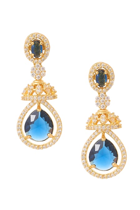 Nazaakat By Samara Singh_Blue Imitation Diamonds Stone Embellished Necklace Set _at_Aza_Fashions