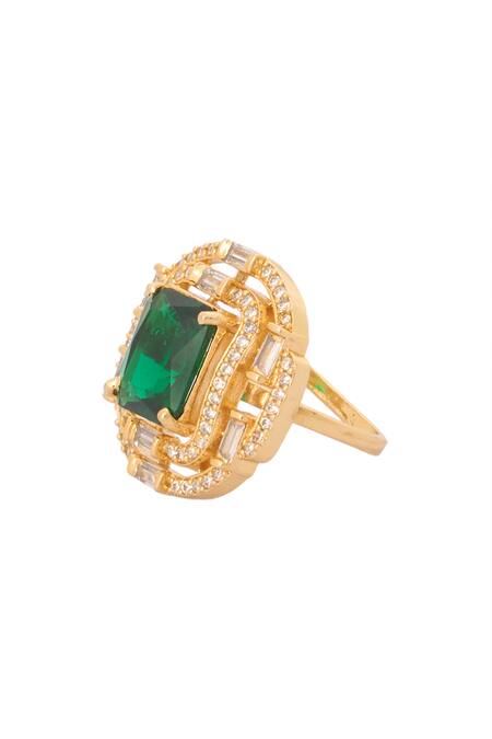 Shop Nazaakat By Samara Singh Green Stones, Diamonds, Embellished Necklace Set Online at Aza Fashions Shop_Nazaakat By Samara Singh_Green Stones, Diamonds, Embellished Necklace Set_Online_at_Aza_Fashions