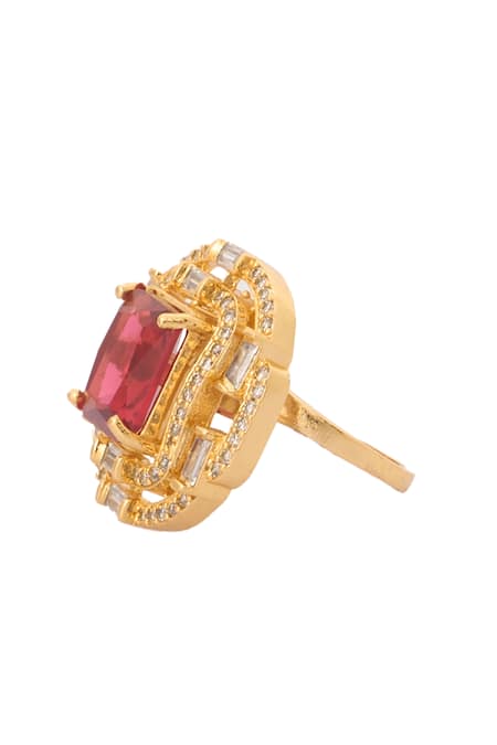 Buy_Nazaakat By Samara Singh_Red Diamonds, Gemstones Ruby Embellished Necklace Set _Online_at_Aza_Fashions