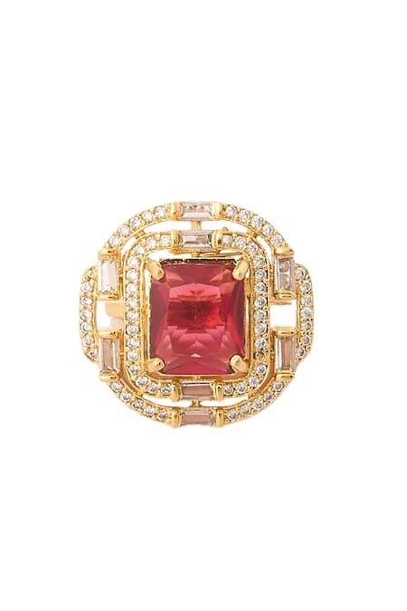 Buy_Nazaakat By Samara Singh_Red Diamonds, Gemstones Ruby Embellished Necklace Set 