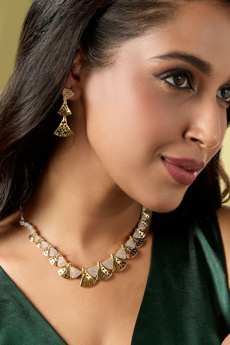 Nazaakat By Samara Singh Gold Plated Faux , Stone Embellished Necklace Set 