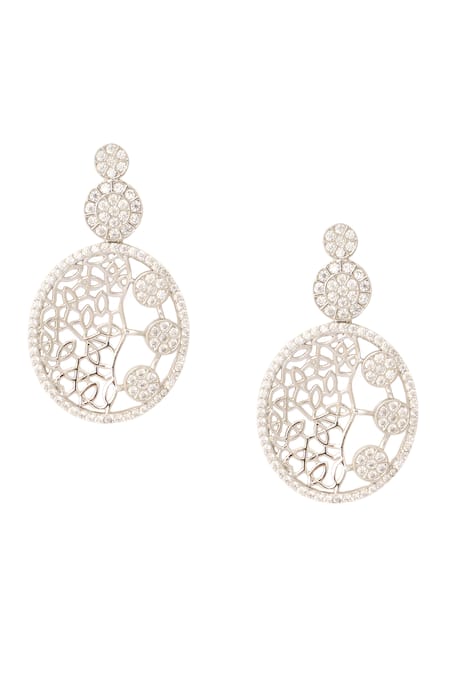 Buy_Nazaakat By Samara Singh_Silver Plated Imitation Diamonds And White Embellished Necklace Set _Online_at_Aza_Fashions