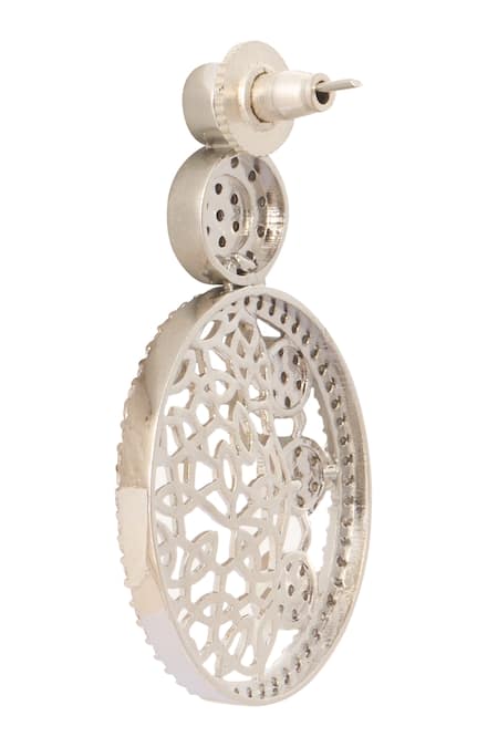 Nazaakat By Samara Singh_Silver Plated Imitation Diamonds And White Embellished Necklace Set _at_Aza_Fashions