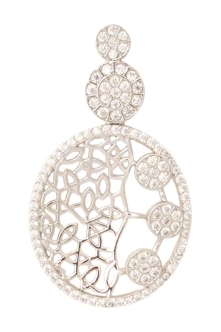 Buy_Nazaakat By Samara Singh_Silver Plated Imitation Diamonds And White Embellished Necklace Set 