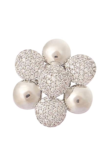 Shop Nazaakat By Samara Singh Silver Plated Faux , And White Embellished Necklace Set Shop_Nazaakat By Samara Singh_Silver Plated Faux , And White Embellished Necklace Set