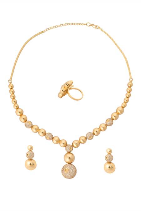 Nazaakat By Samara Singh Gold Stone Embellished Necklace Set 