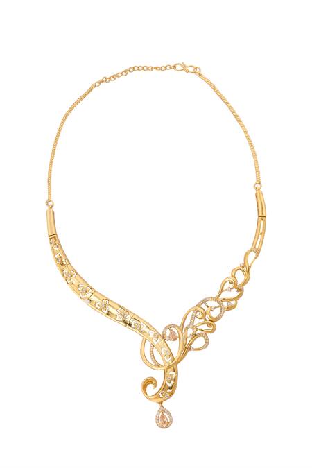 Shop Nazaakat By Samara Singh Gold Plated Imitation Diamonds Stone Embellished Necklace Set Online at Aza Fashions Shop_Nazaakat By Samara Singh_Gold Plated Imitation Diamonds Stone Embellished Necklace Set_Online_at_Aza_Fashions