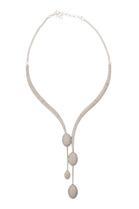 Nazaakat By Samara Singh Silver Plated Faux , Stone Embellished Necklace Set Online at Aza Fashions Nazaakat By Samara Singh_Silver Plated Faux , Stone Embellished Necklace Set_Online_at_Aza_Fashions