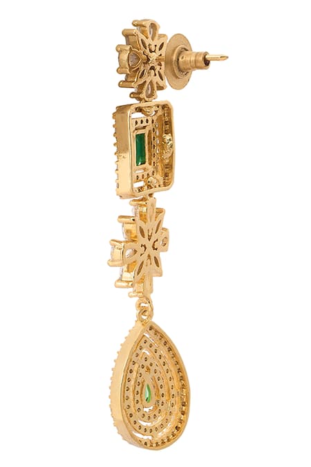 Nazaakat By Samara Singh_Green Crystals, Diamonds And Gold Embellished Necklace Set _Online_at_Aza_Fashions