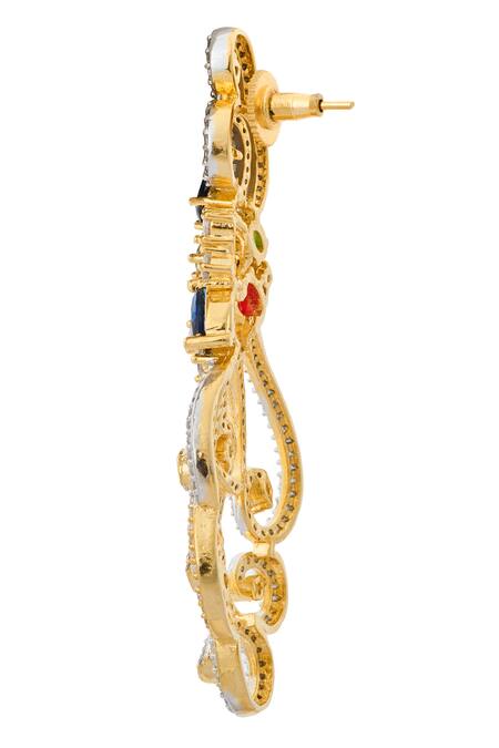 Nazaakat By Samara Singh_Diamonds, Stones Multi Color Embellished Earrings _Online_at_Aza_Fashions
