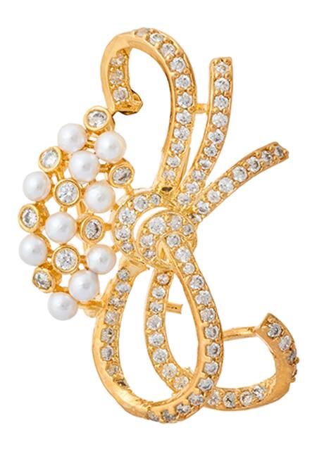 Shop_Nazaakat By Samara Singh_White Crystals Stone Embellished Earrings _Online_at_Aza_Fashions