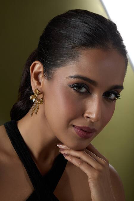 Buy Nazaakat By Samara Singh Gold Plated Faux Diamonds Embellished Pair Of Earrings Online at Aza Fashions Buy_Nazaakat By Samara Singh_Gold Plated Faux Diamonds Embellished Pair Of Earrings_Online_at_Aza_Fashions