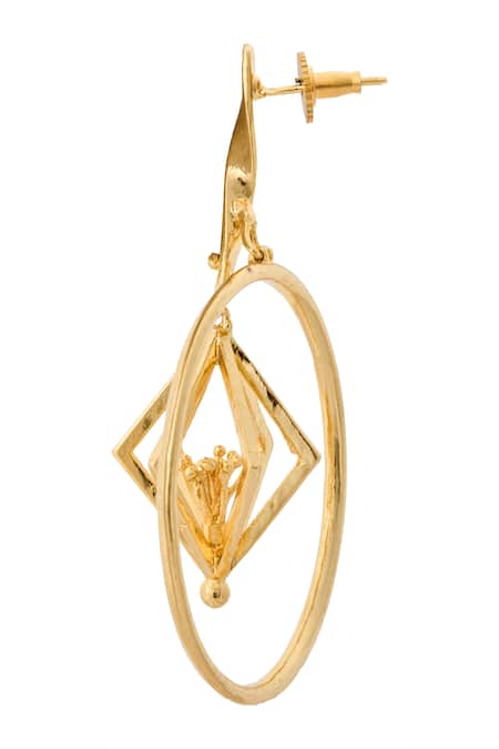 Nazaakat By Samara Singh_Gold Plated Embellished Pair Of Earrings _Online_at_Aza_Fashions