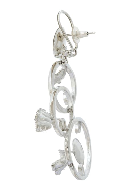 Nazaakat By Samara Singh Abstract Silver Embellished Pair Of Earrings 
