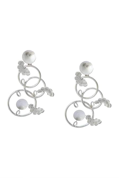 Nazaakat By Samara Singh Silver Plated Abstract Embellished Pair Of Earrings Online at Aza Fashions Nazaakat By Samara Singh_Silver Plated Abstract Embellished Pair Of Earrings _Online_at_Aza_Fashions