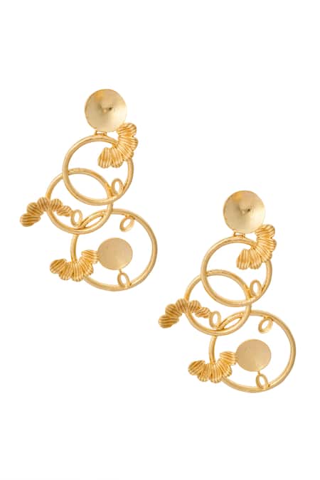 Shop Nazaakat By Samara Singh Gold Plated Abstract Embellished Pair Of Earrings at Aza Fashions Shop_Nazaakat By Samara Singh_Gold Plated Abstract Embellished Pair Of Earrings _at_Aza_Fashions