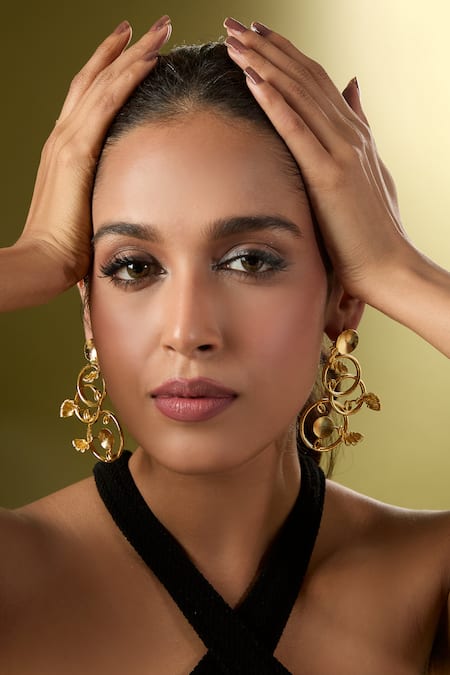Nazaakat By Samara Singh Gold Plated Abstract Embellished Pair Of Earrings 